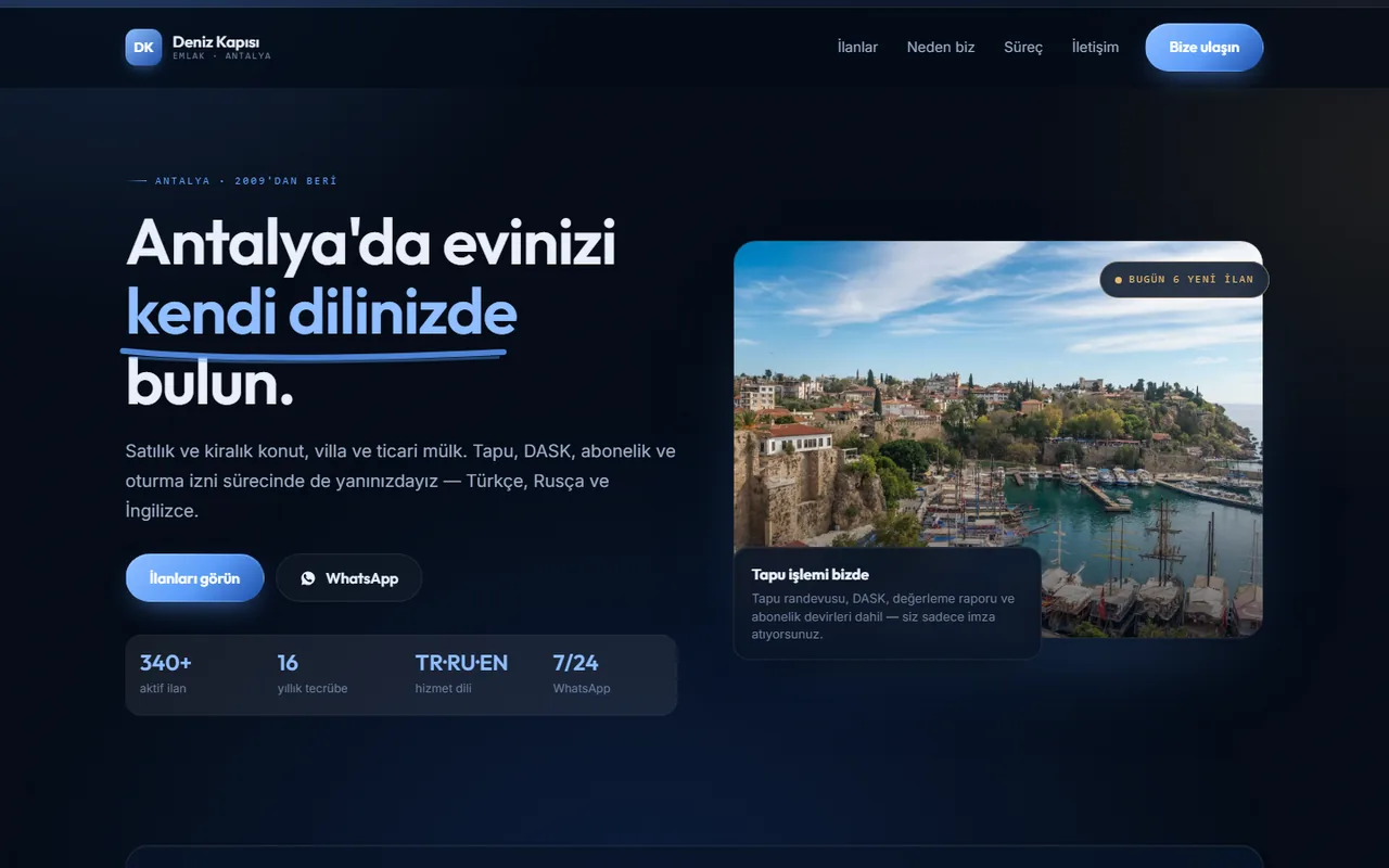 Deniz Kapısı estate agency demo site