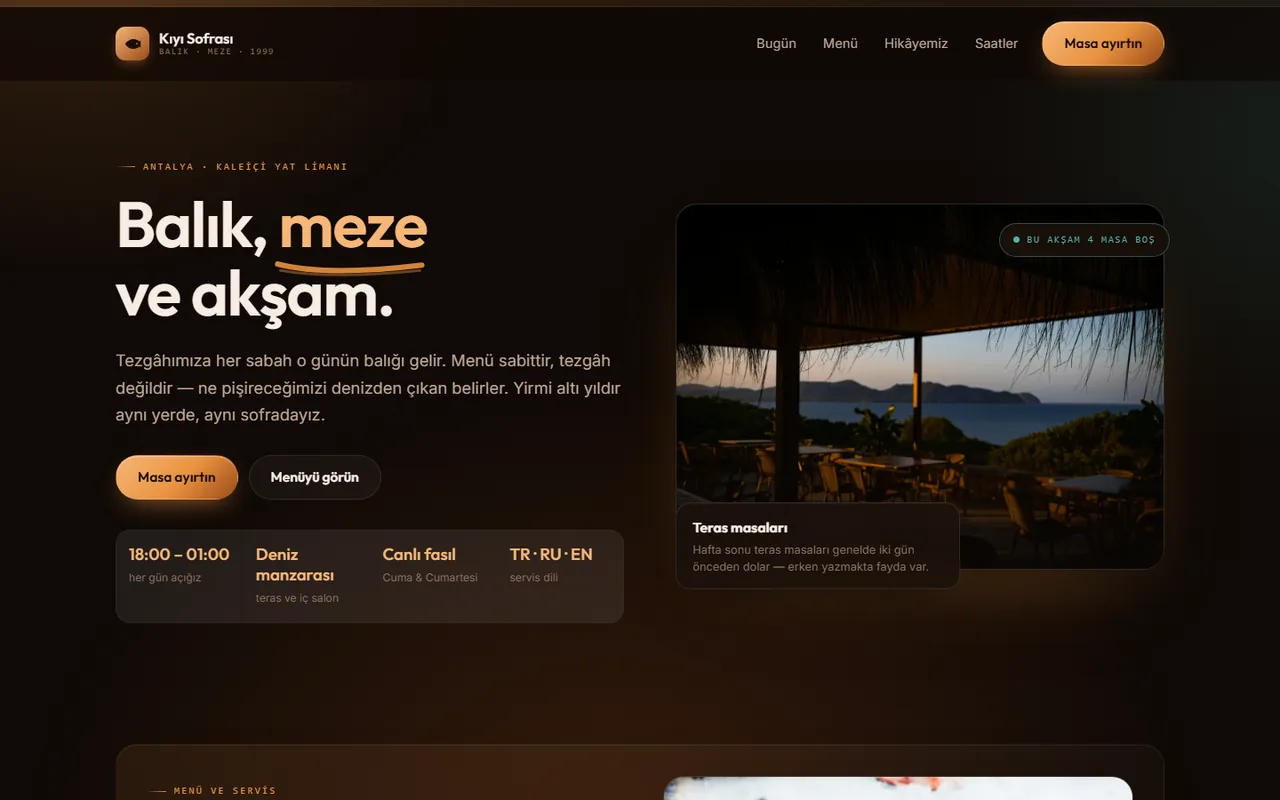 Kıyı Sofrası restaurant demo site